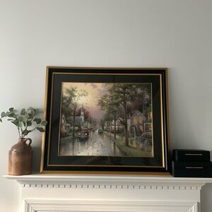 Thomas Kinkade “Hometown Morning" Signed And‎ Numbered Framed Canvas wall art